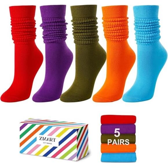 Slouchy Socks For Women - Slouch S crunch Socks, 4-5 Pairs Knee Length - Picture 6 of 6